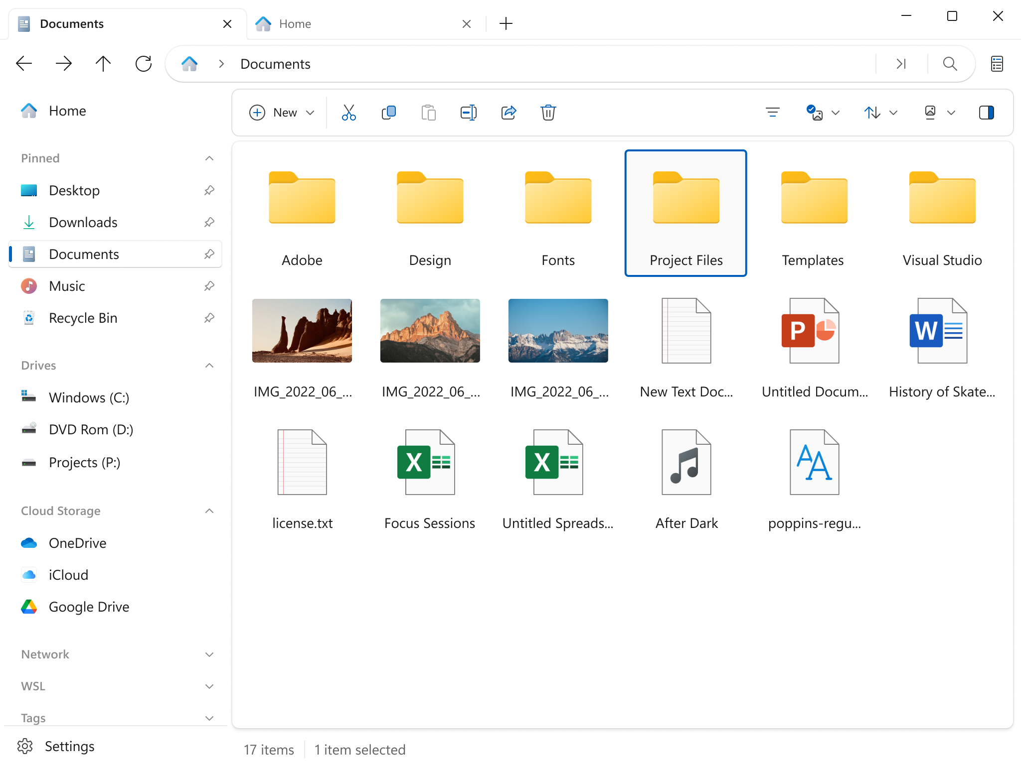 Files folder list screenshot